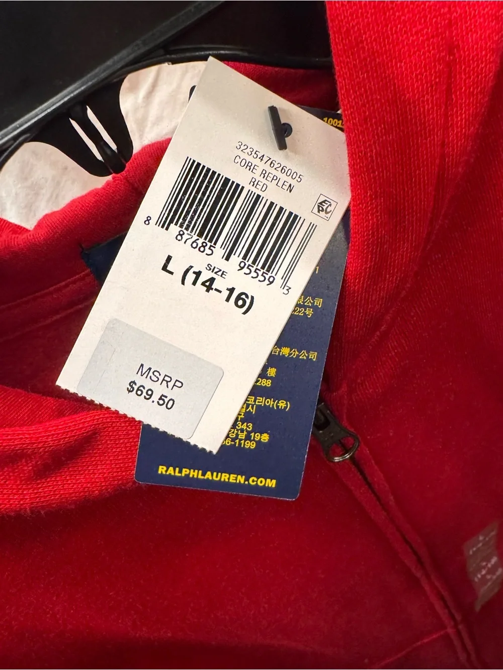 Ralph Lauren Kids Bright Red Fleece Zip Hoodie
